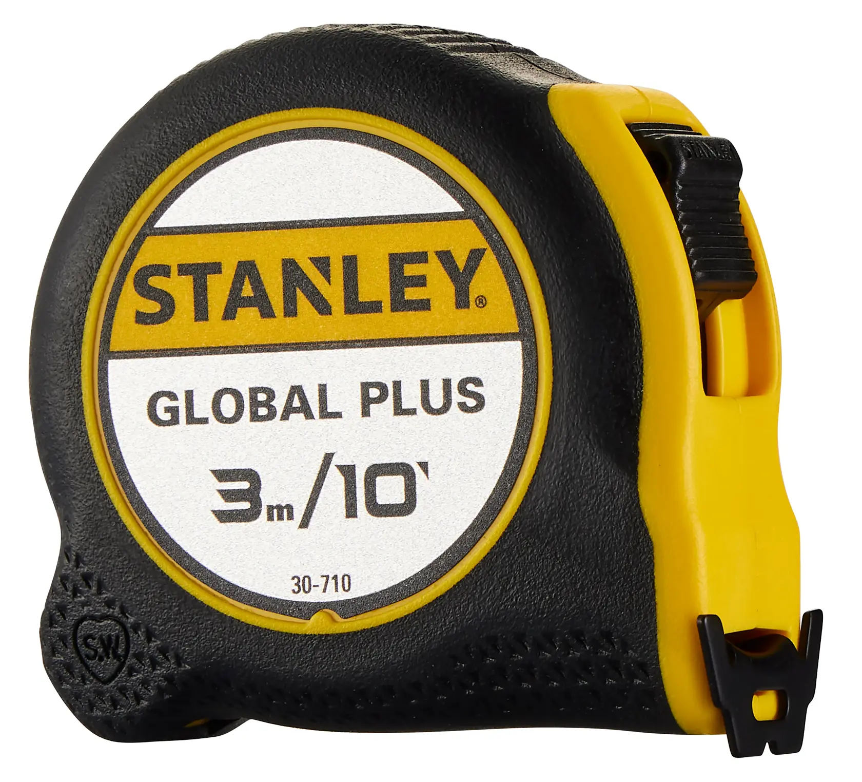 Trena STANLEY 30-710, 3 metros, corpo preto e amarelo, ângulo frontal em fundo branco.
