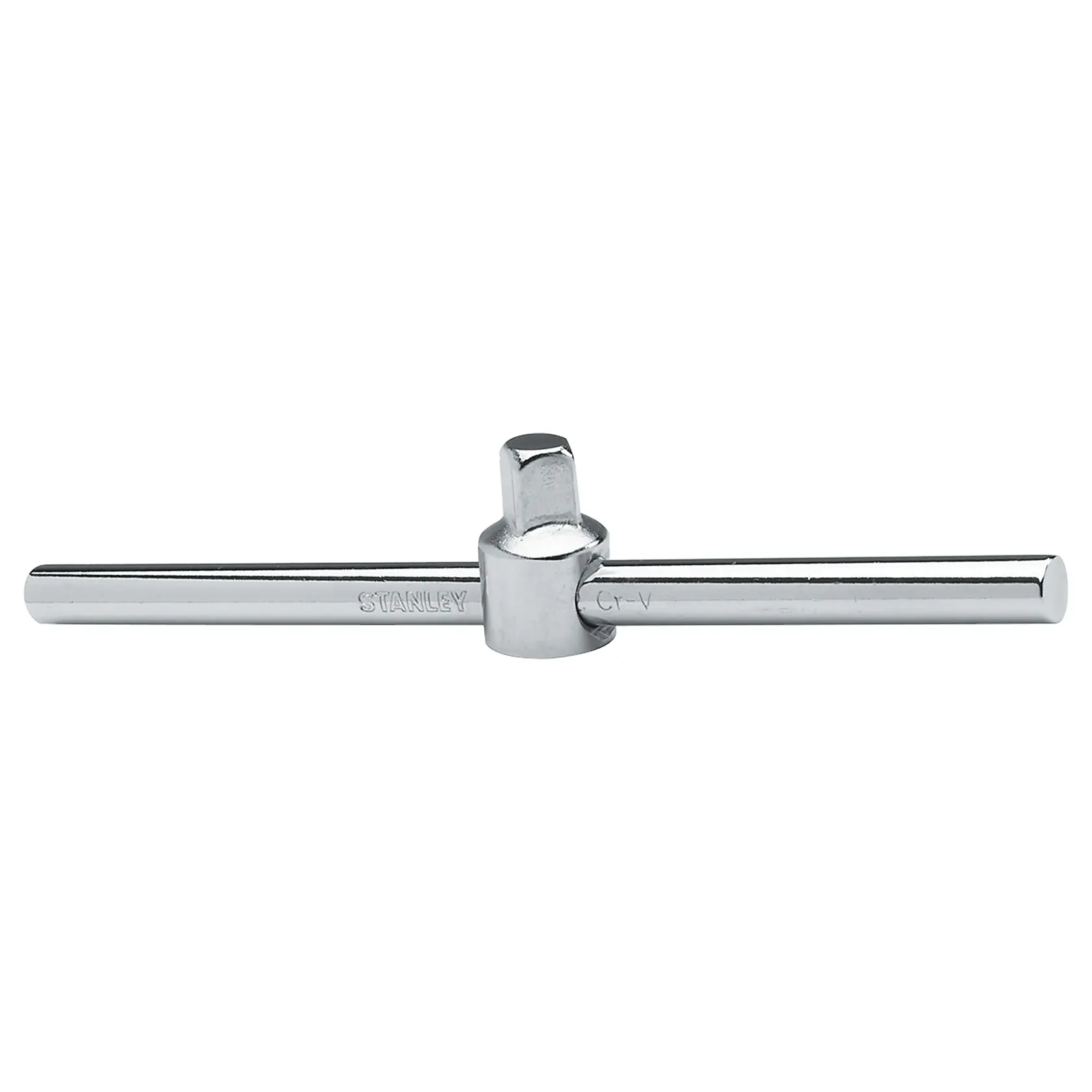 STANLEY 4-86-010 ferramenta barra T para soquetes, acabamento cromado, ângulo frontal em fundo branco.