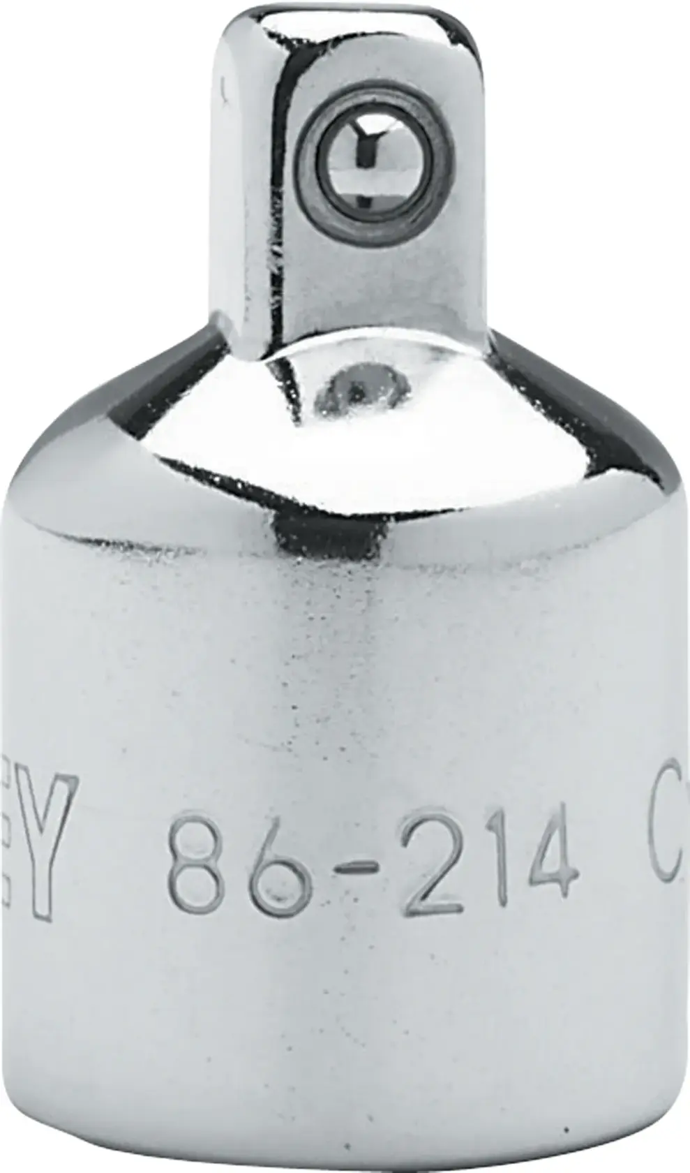 STANLEY 4-86-214 adaptador de soquete cromado, fotografia, ângulo frontal em fundo branco.