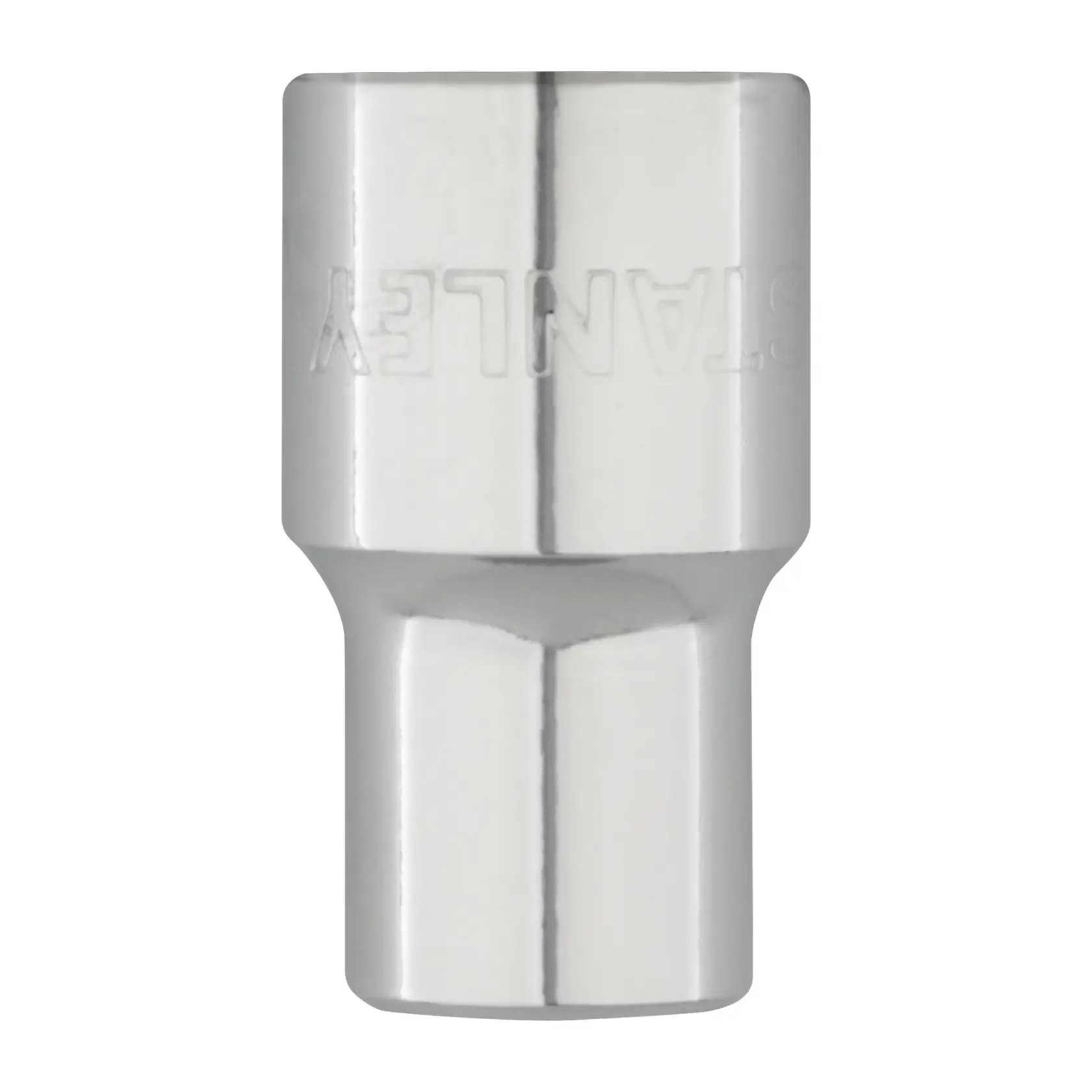 STANLEY 4-86-511 soquete cromado, ferramenta manual cilíndrica, vista frontal em fundo branco.