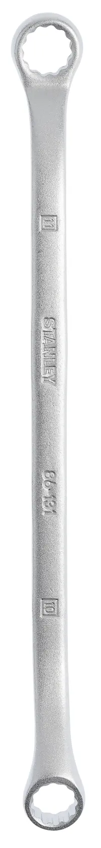 Chave estrela dupla STANLEY 86-131, acabamento prateado, ângulo frontal, ferramenta manual para apertar porcas.