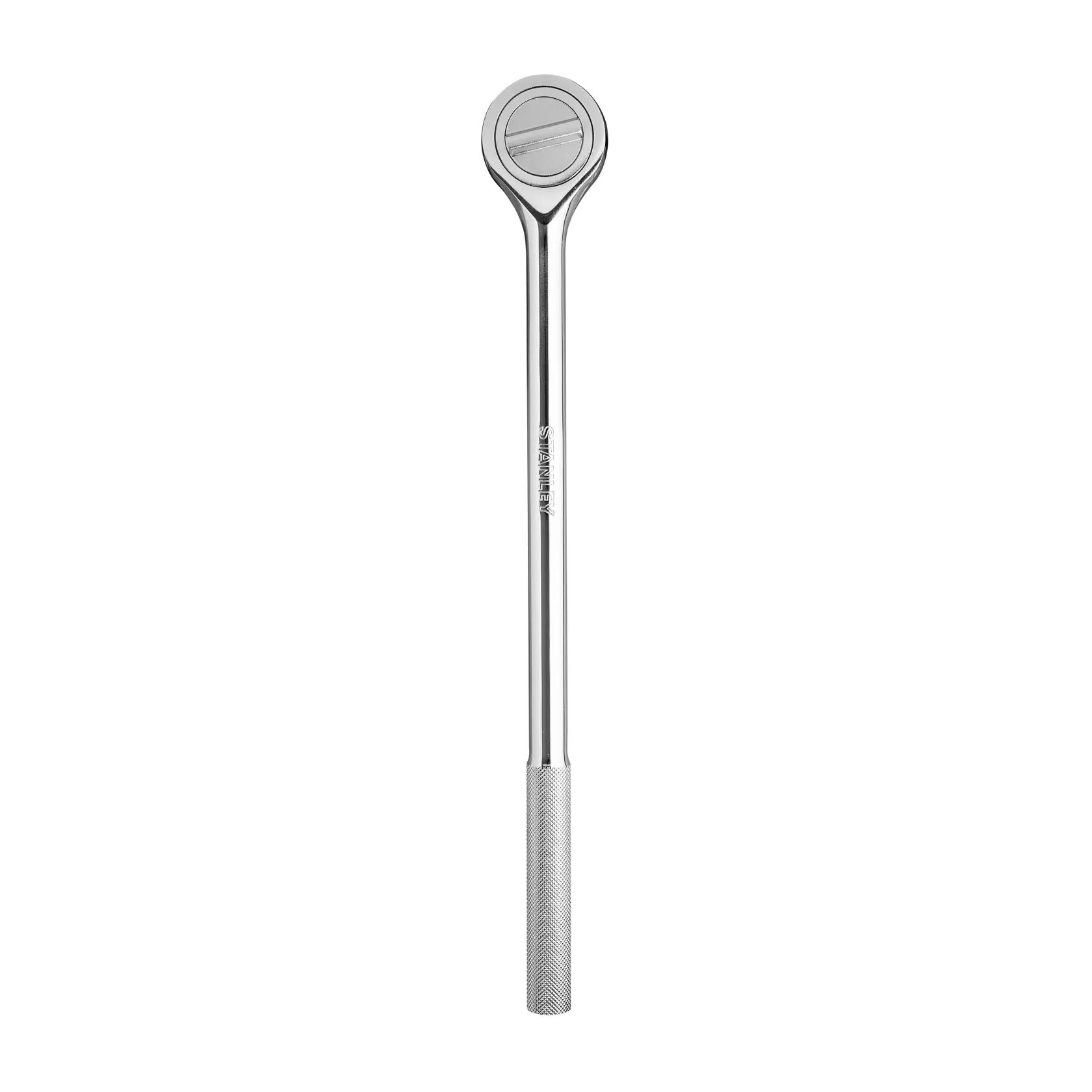 Barra de força cromada STANLEY 91-316 com cabo serrilhado, foto do produto em fundo branco, ângulo reto.