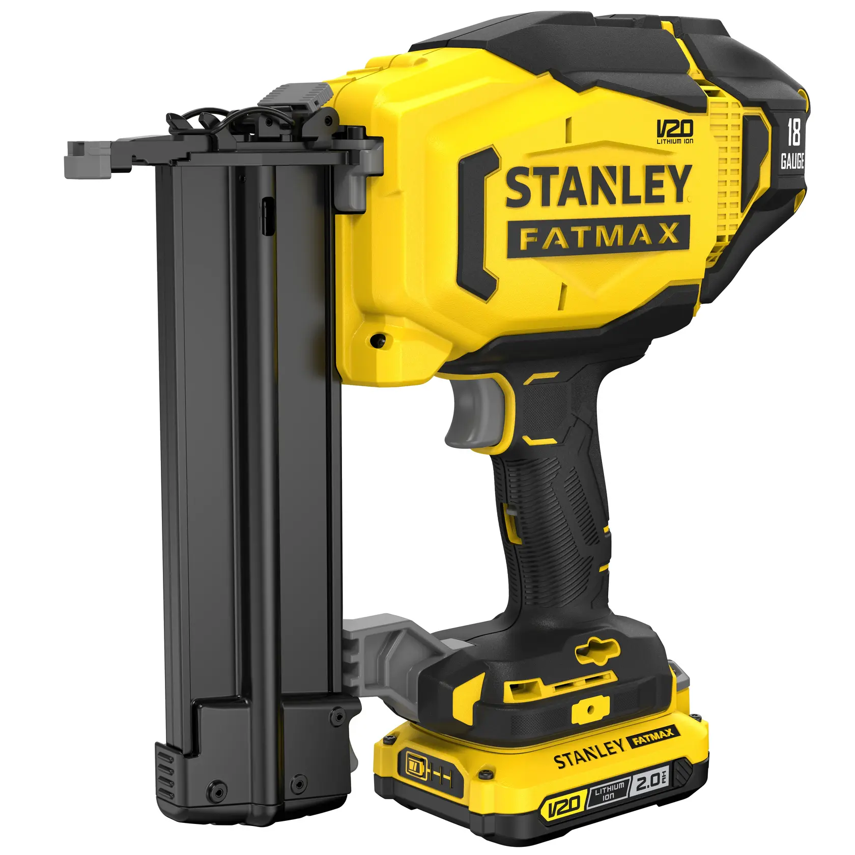 Stanley Fatmax clavadora, SCN618, SCN618B-B3, SCN618B, fotografía lateral amarilla y negra.