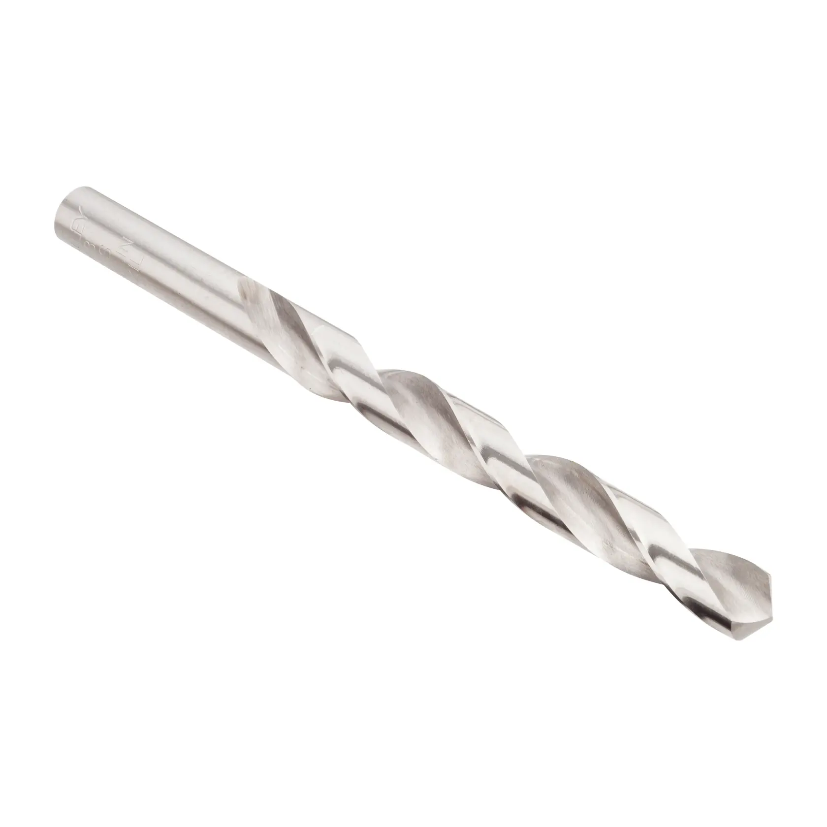 Broca para metal STANLEY STA50038C, acabado plateado, primer plano en ángulo sobre fondo blanco.
