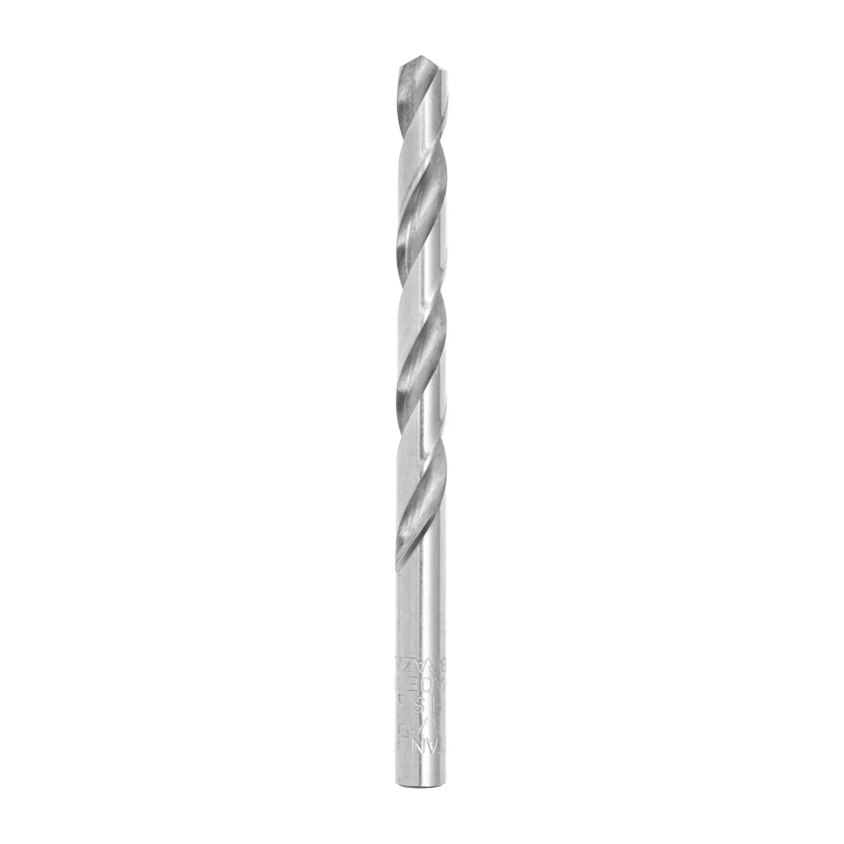 Broca helicoidal de acero STANLEY STA50516, vista frontal, aislada sobre fondo blanco, fotografía de accesorio para herramienta eléctrica.