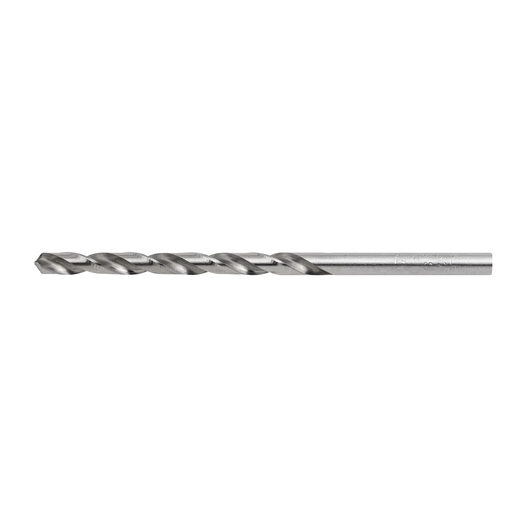 Broca para metal STANLEY STA50532C, color plateado, vista lateral, sobre fondo blanco.