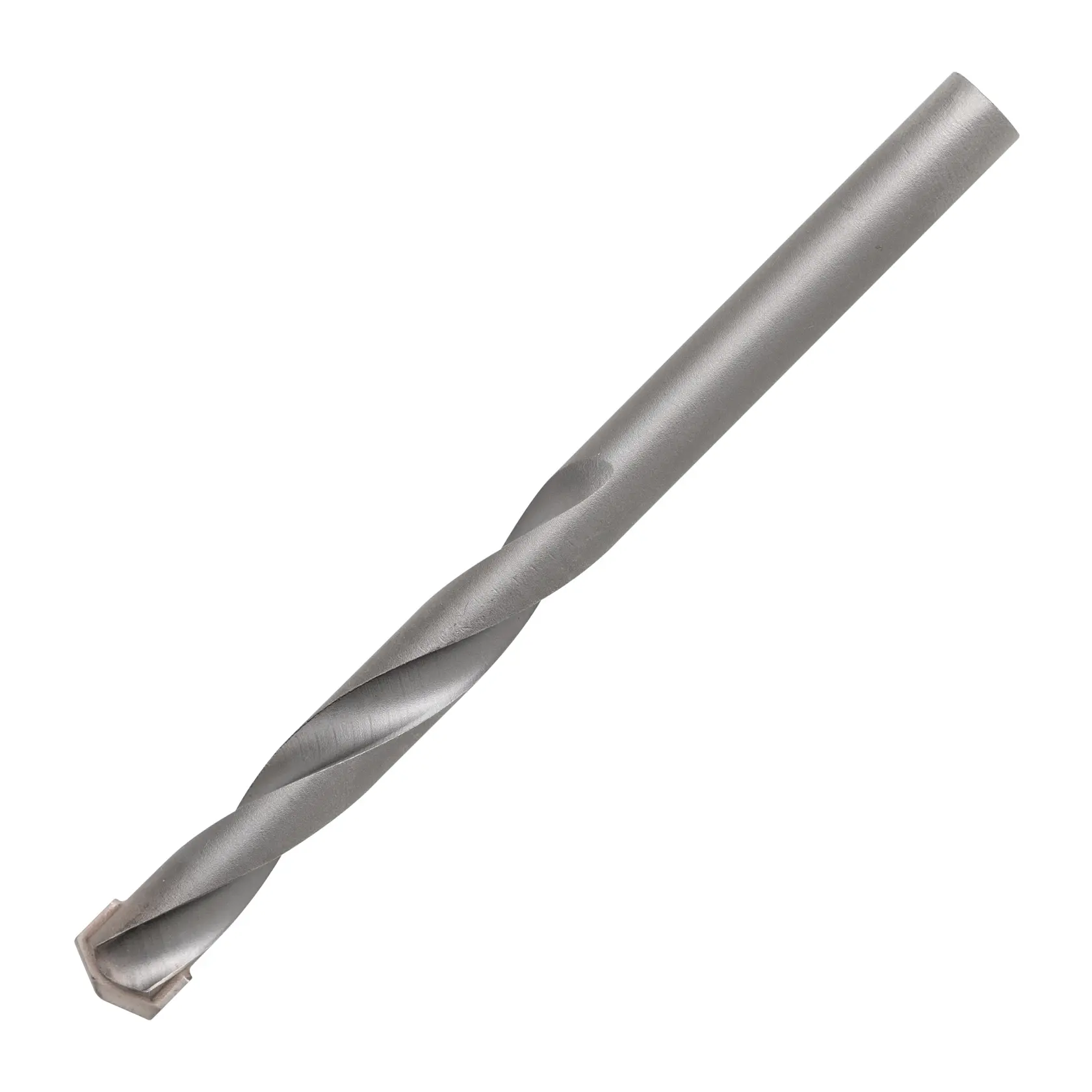 Fotografia da broca para alvenaria STANLEY STA53111C, metal cinza, espiral, vista superior em fundo branco.