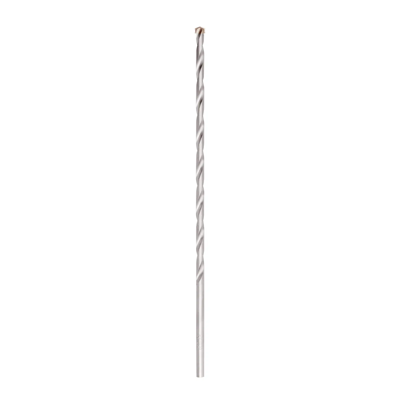 Broca para alvenaria STANLEY STA56100C, prateada, design em espiral, vista frontal em fundo branco.