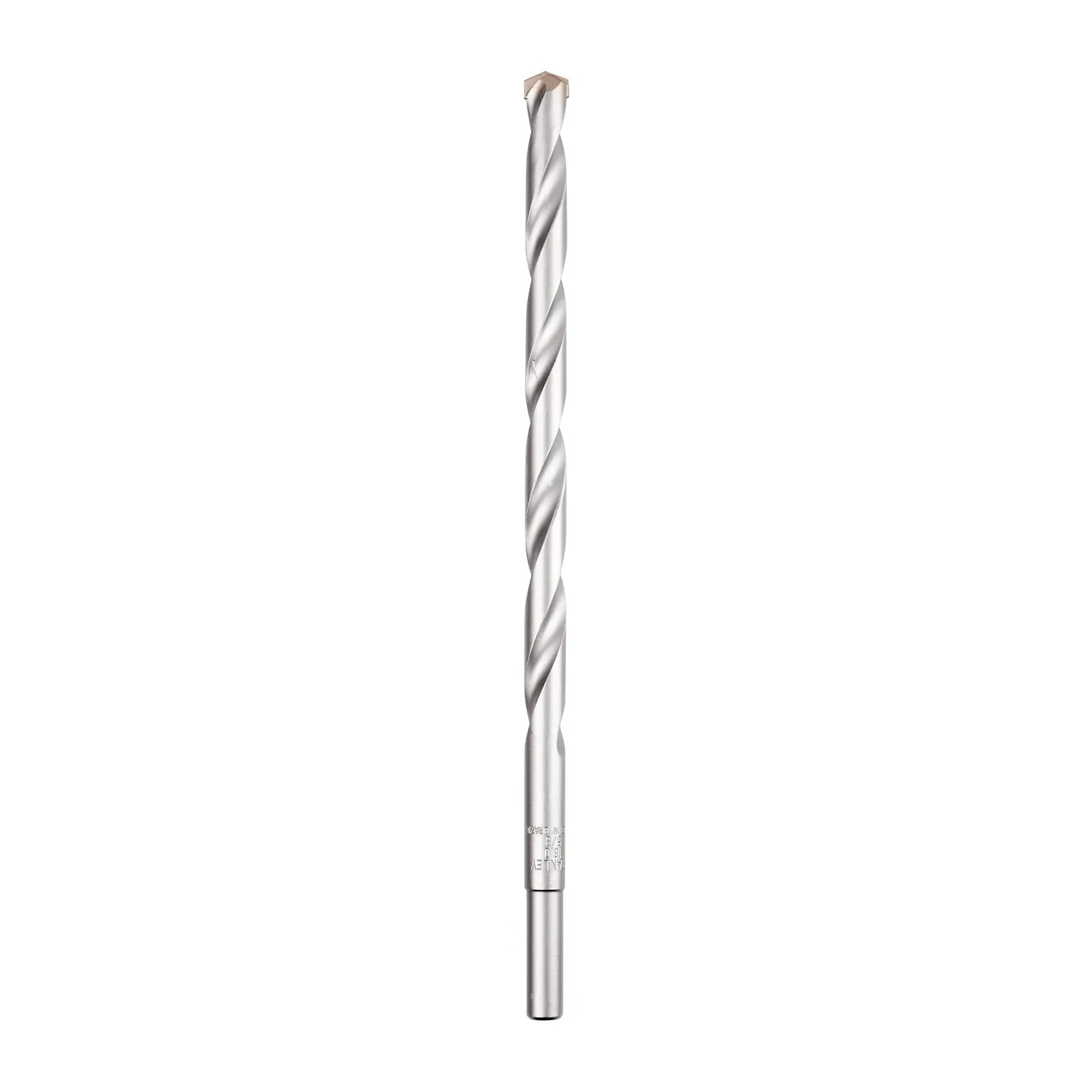 STANLEY STA56160C broca para alvenaria prateada, vista lateral, formato cilíndrico, sulcos espirais.