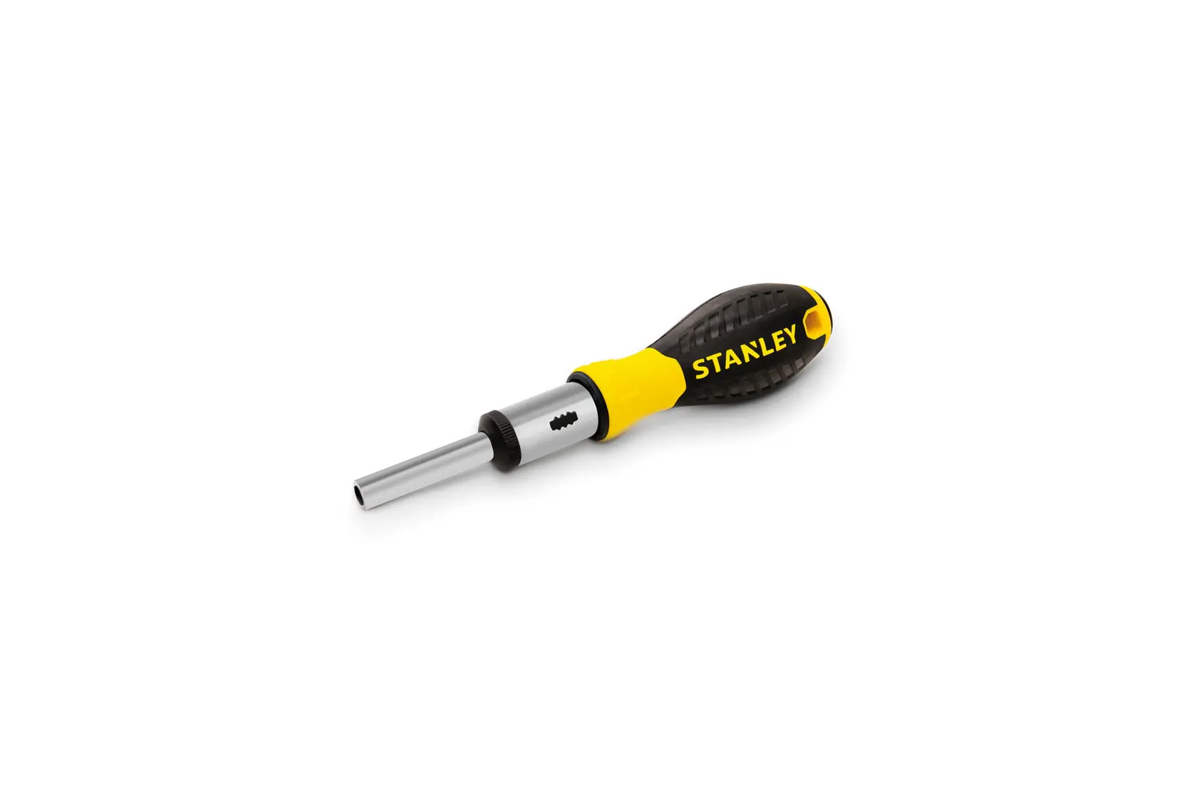 Destornillador STANLEY STHT54925-840 con mango amarillo y negro, vista lateral del producto sobre fondo blanco.