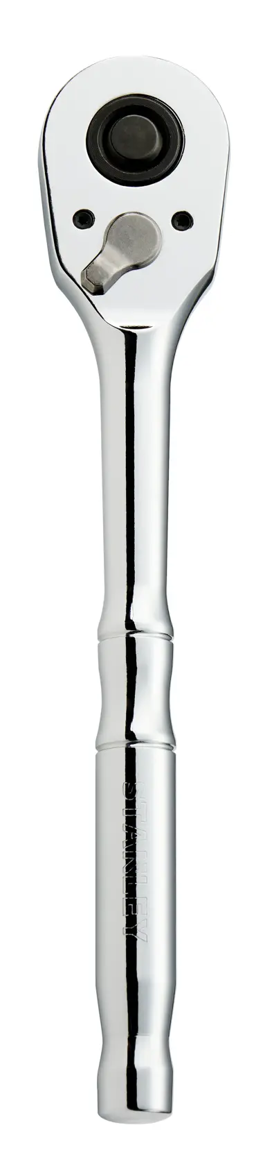Chave catraca com acabamento cromado STANLEY STMT17989-LA, vista frontal, fundo branco.