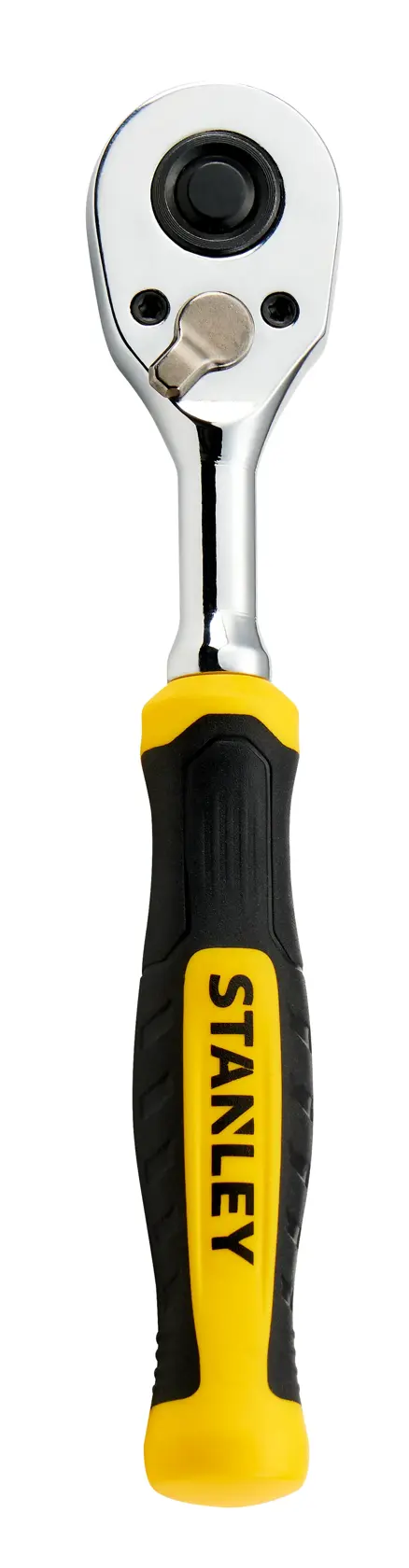 Foto da chave catraca STANLEY STMT17990-LA com cabo preto e amarelo, vista frontal em fundo branco.