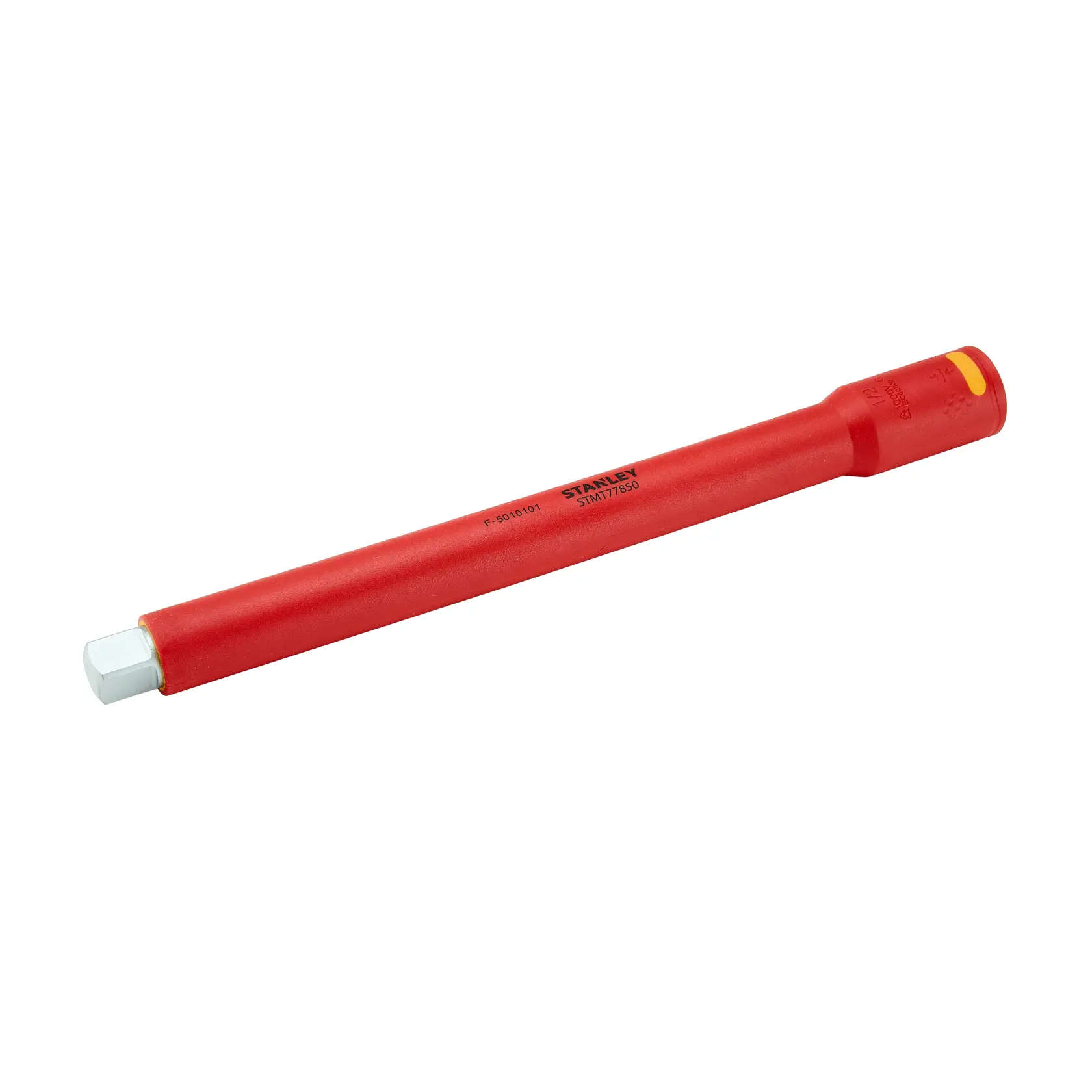 STANLEY STMT77850-LA chave canhão isolada vermelha, vista lateral em fundo branco.
